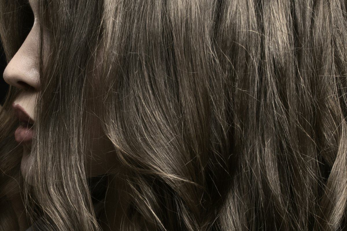 Close-up of glossy brown hair